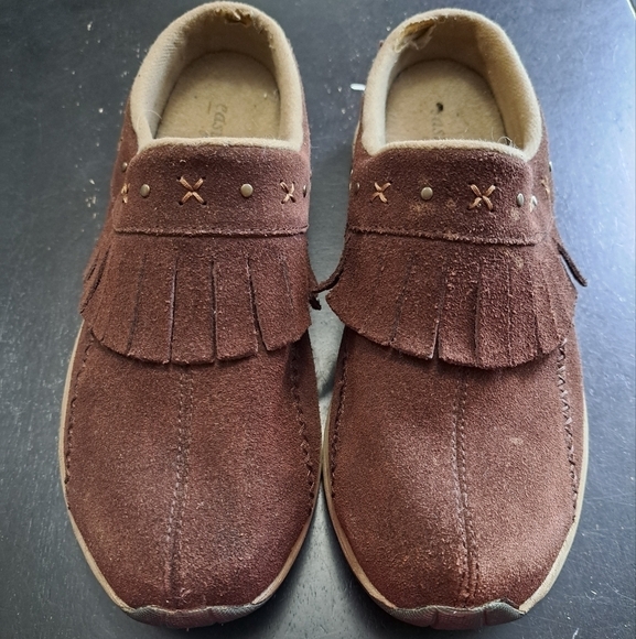 Easy Spirit Tamias Leather Fringed Mules   Size 8.5 - Picture 1 of 10